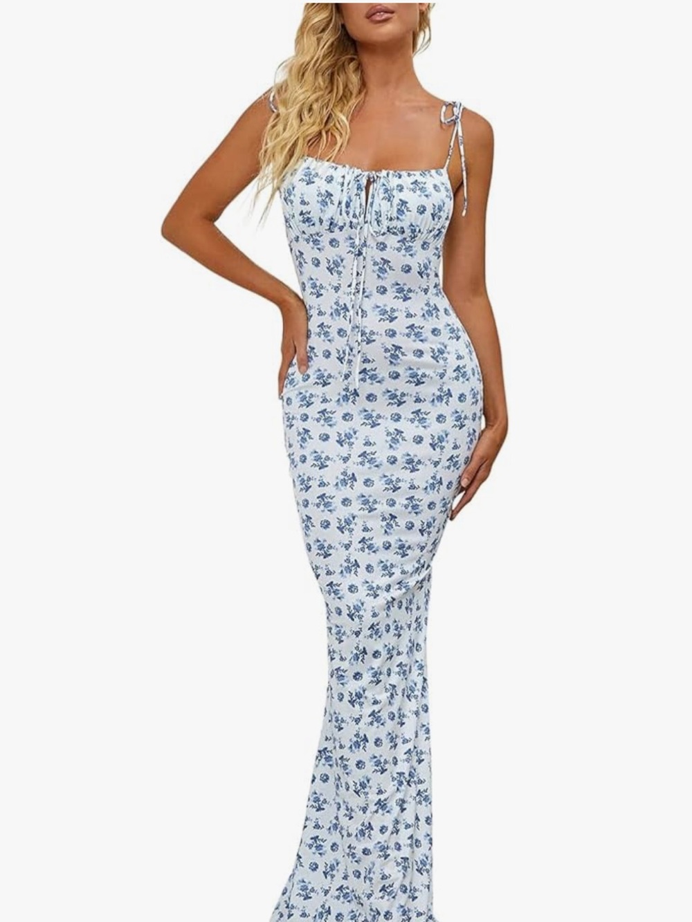 Floral Sleeveless Bustier Spaghetti Strap Bodycon Sexy Long Maxi Dress